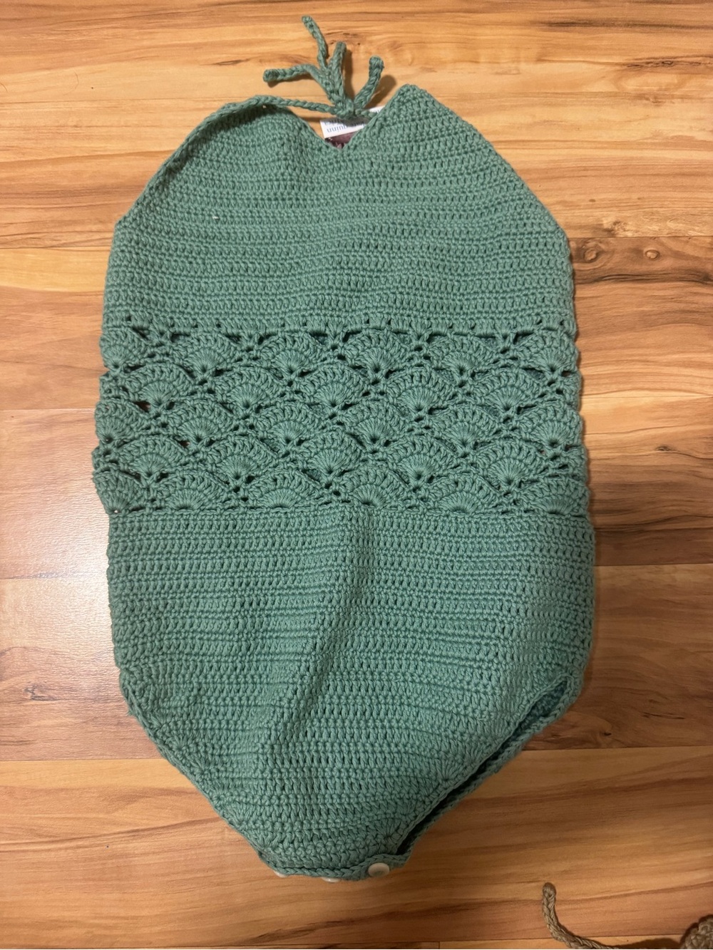 kate quinn Sage Green Crochet Baby One-Piece Bodysuit